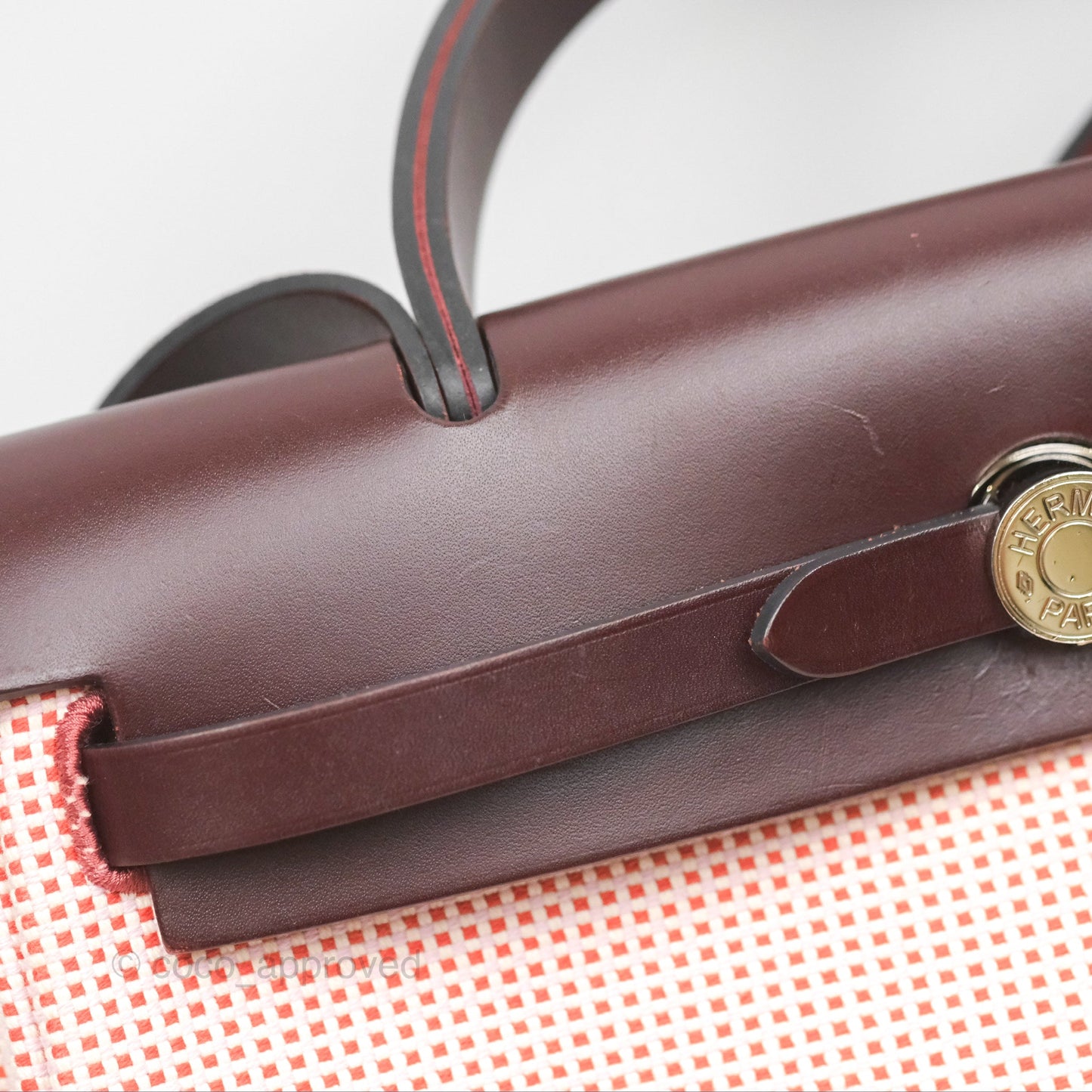 Hermès Herbag Retourne Zip 31 Ecru/Brique/Mauve Pale/Rouge Sellier Canvas Palladium Hardware