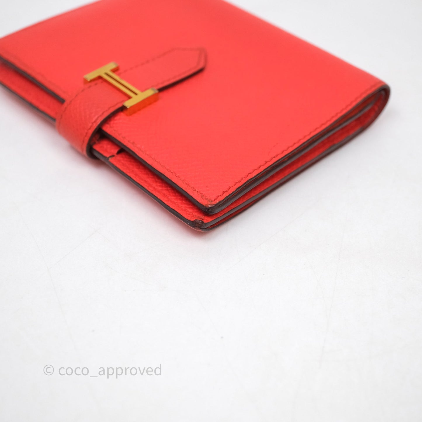 Hermes Bearn Wallet Rouge Tomate S5 Epsom Gold Hardware