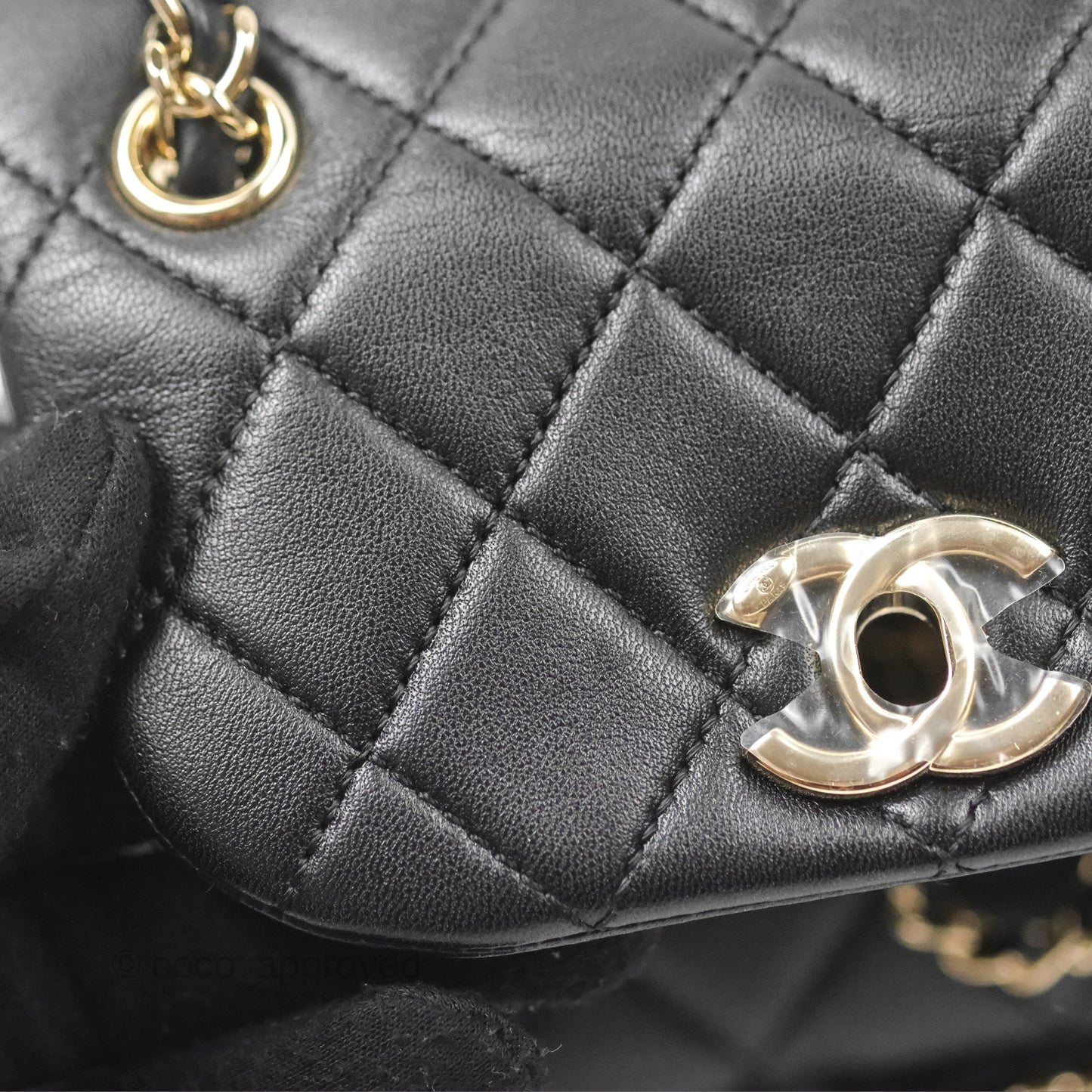 Chanel Quilted Small Duma Drawstring Backpack Black Lambskin Gold Hardware