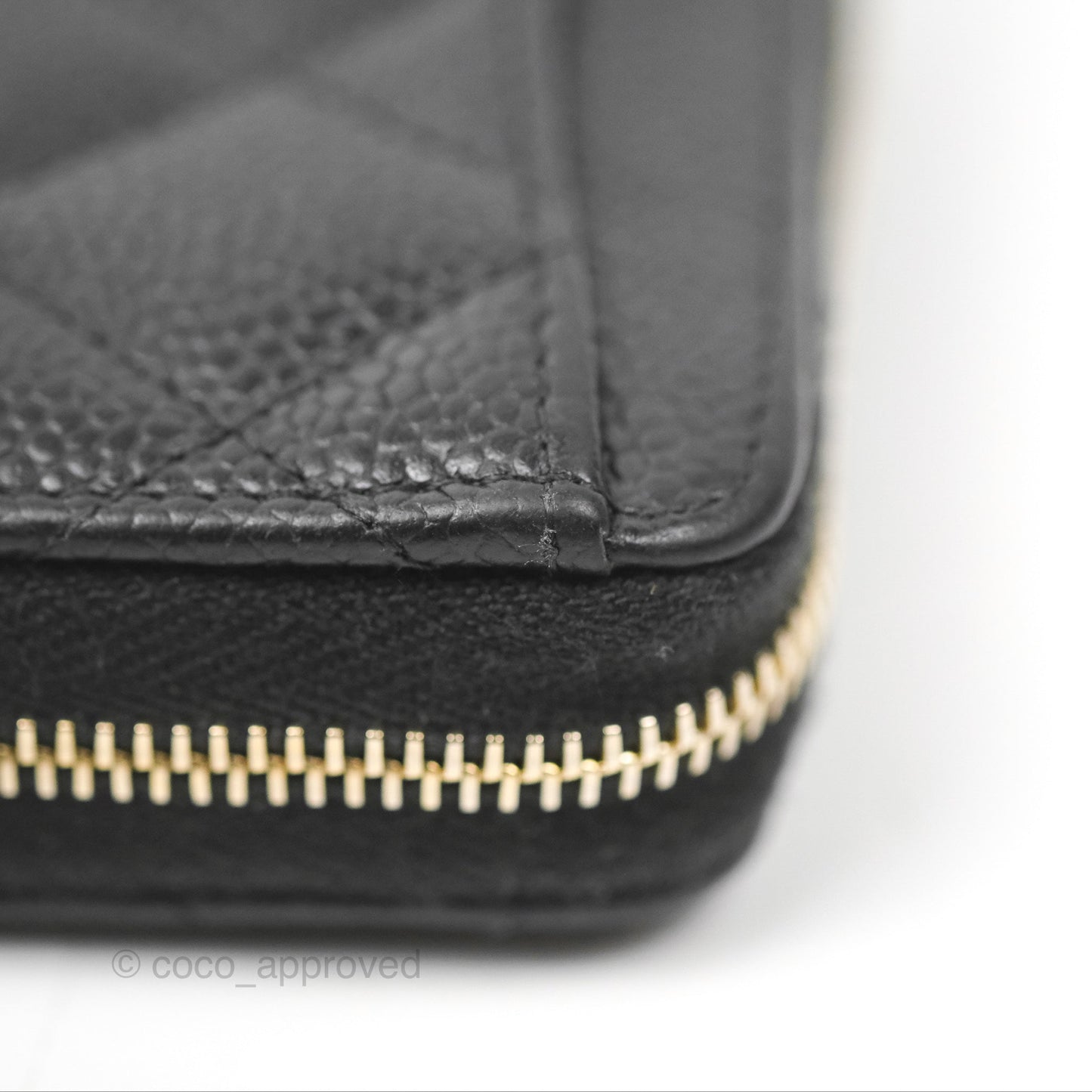 Chanel Quilted Zip Card Holder Black Caviar Gold Hardware