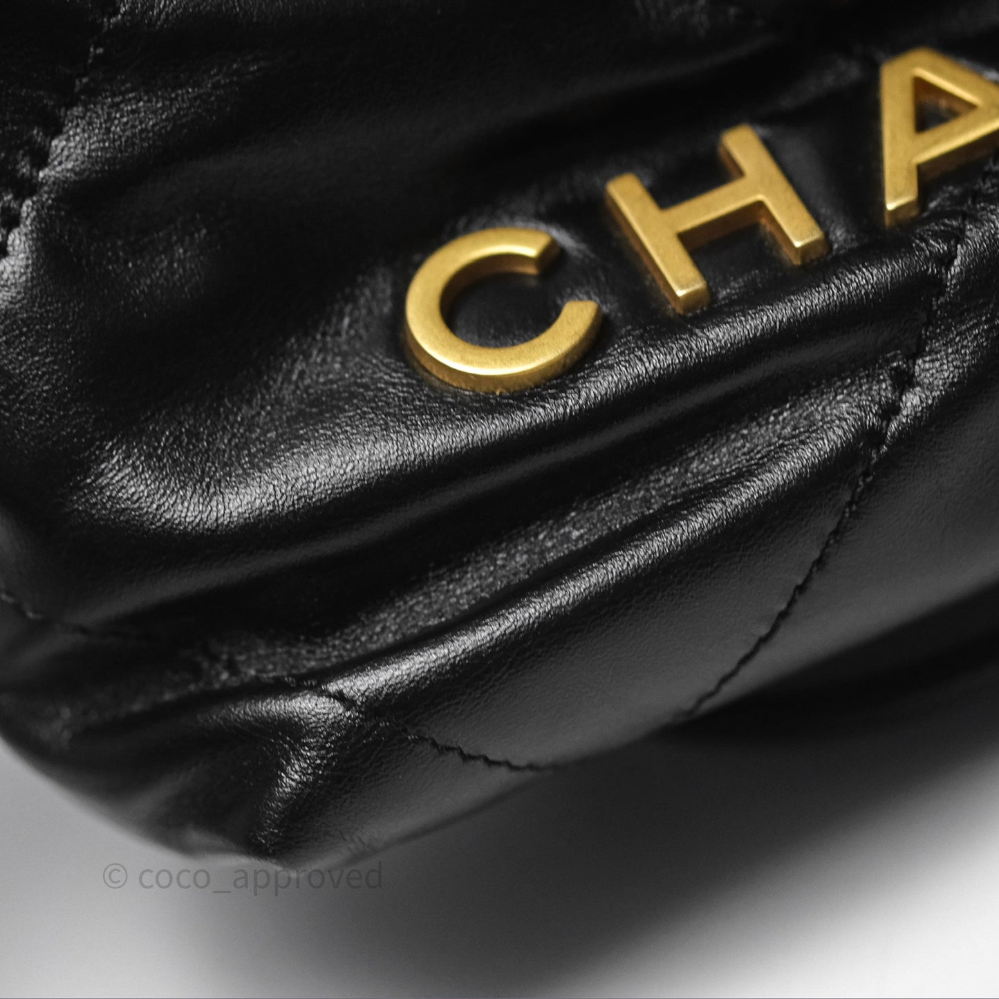 Chanel 22 Mini Bag Black Crumpled Calfskin Aged Gold Hardware
