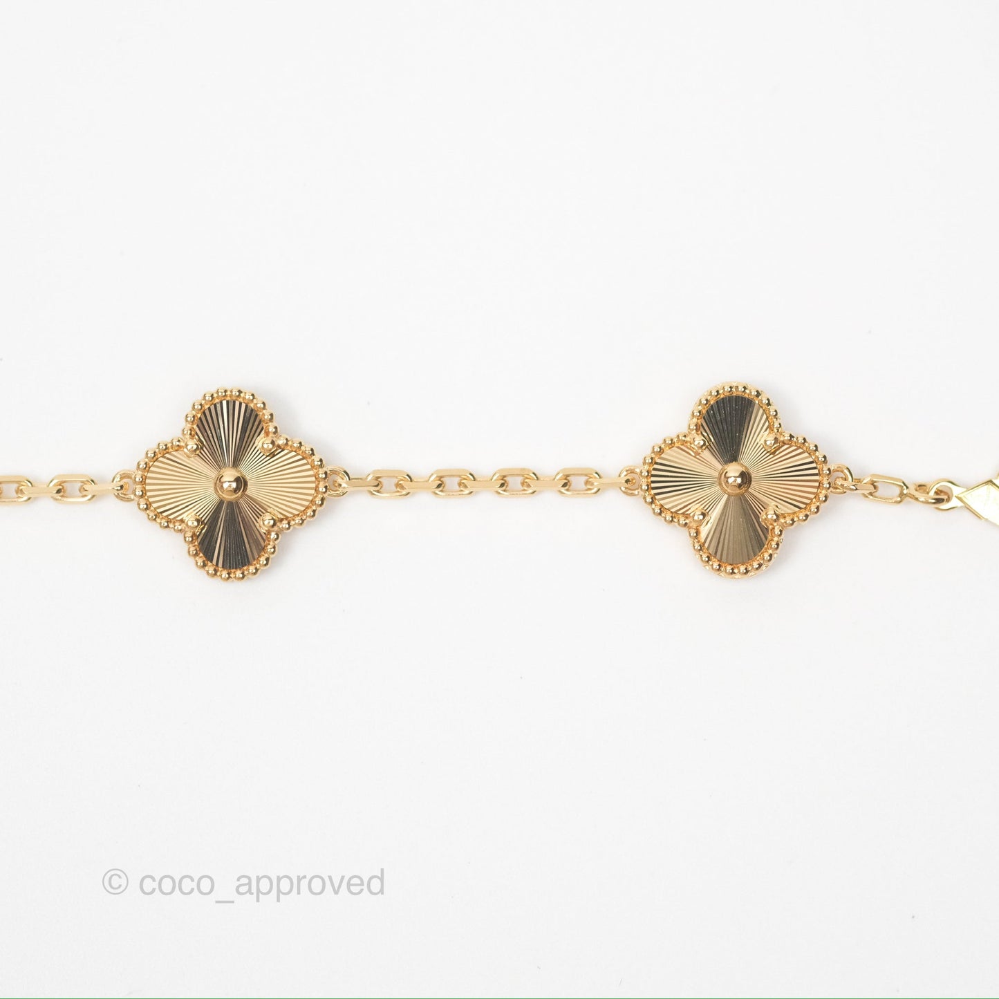 Van Cleef & Arpels Vintage Alhambra 5 Motifs Guilloche Yellow Gold Bracelet