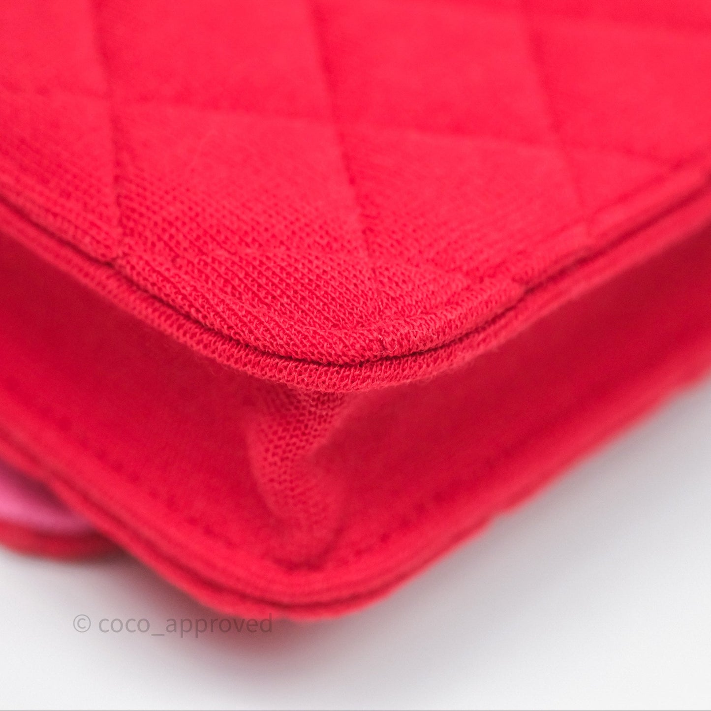 Chanel Mini Clutch With Chain Red Cotton Gold Hardware