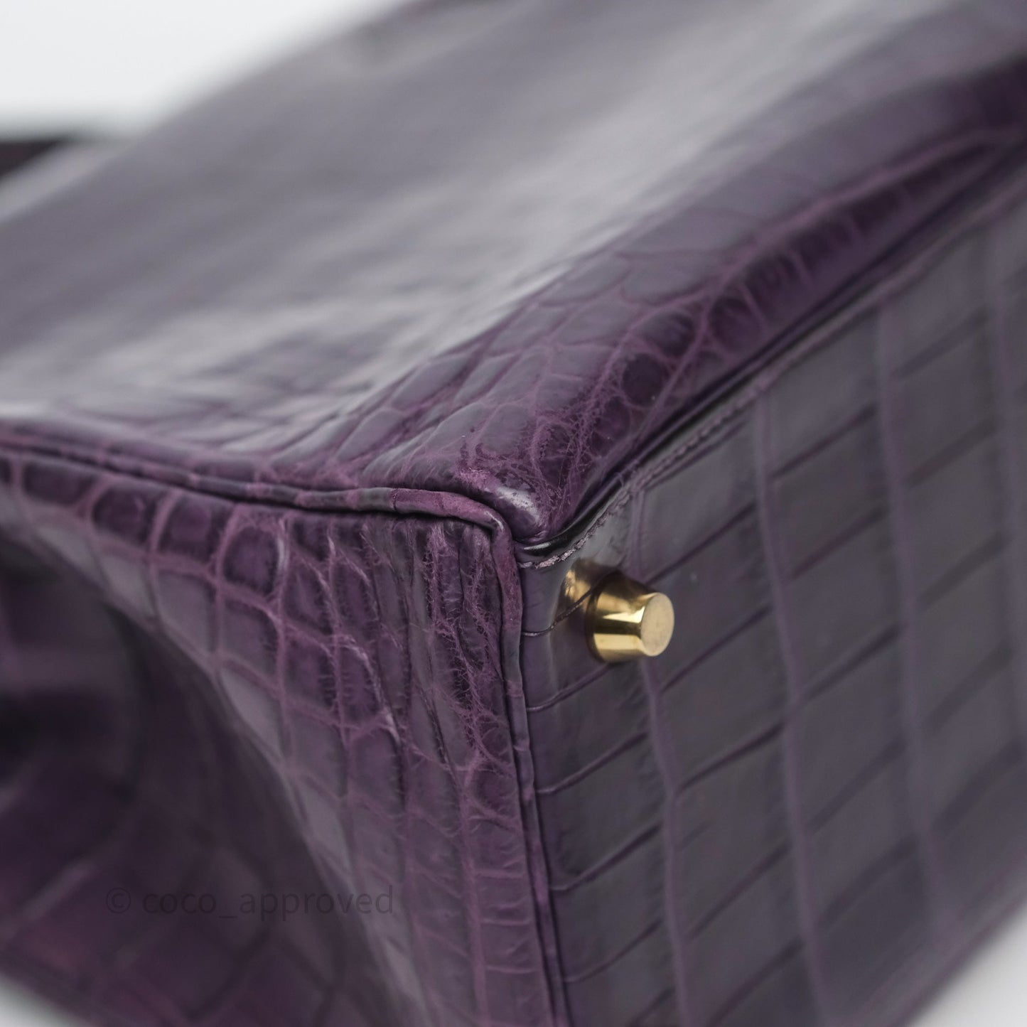 Hermès Kelly 28 Purple Crocodile Gold Hardware