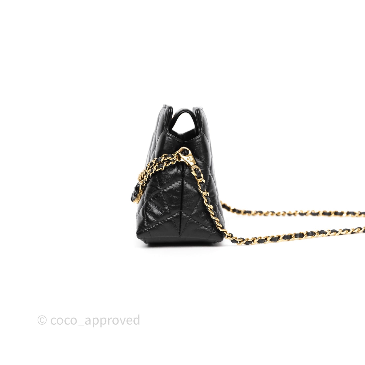 Chanel Clutch With Heart Chain Black Lambskin Gold Hardware