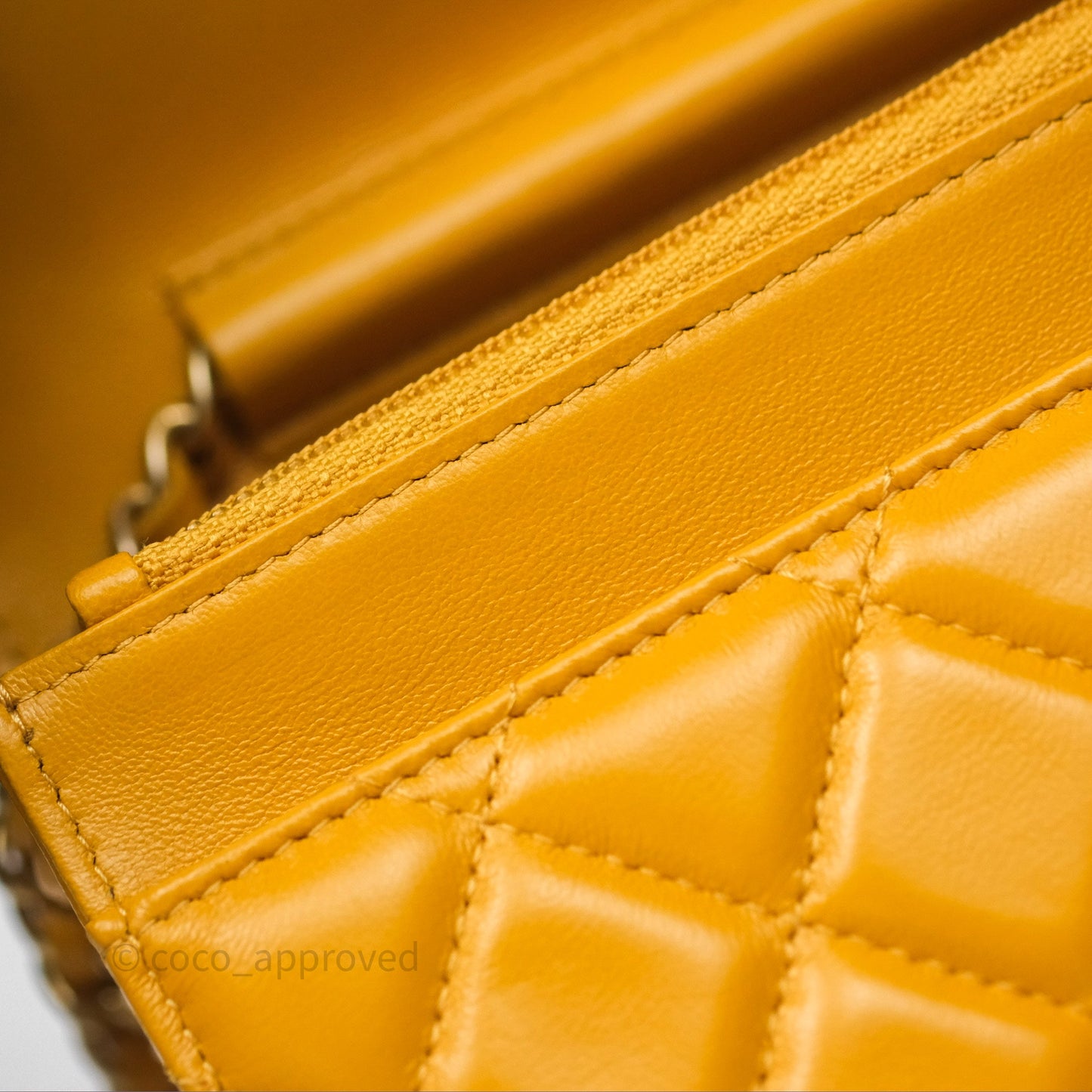 Chanel Quilted Classic Chain Around WOC Yellow Lambskin Aged Gold Hardware