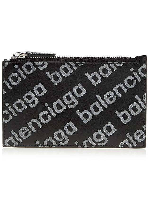 Luxury Balenciaga All Over Logo Card Wallet Black