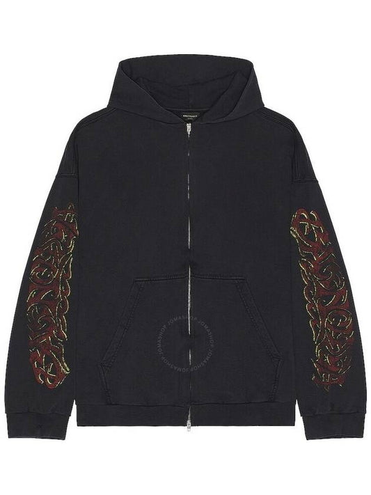 Luxury Balenciaga Offshore Medium Fit Zip-Up Hoodie Black Faded