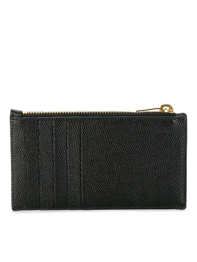 Luxury Saint Laurent Monogram Fragment Zipper Card Wallet Black