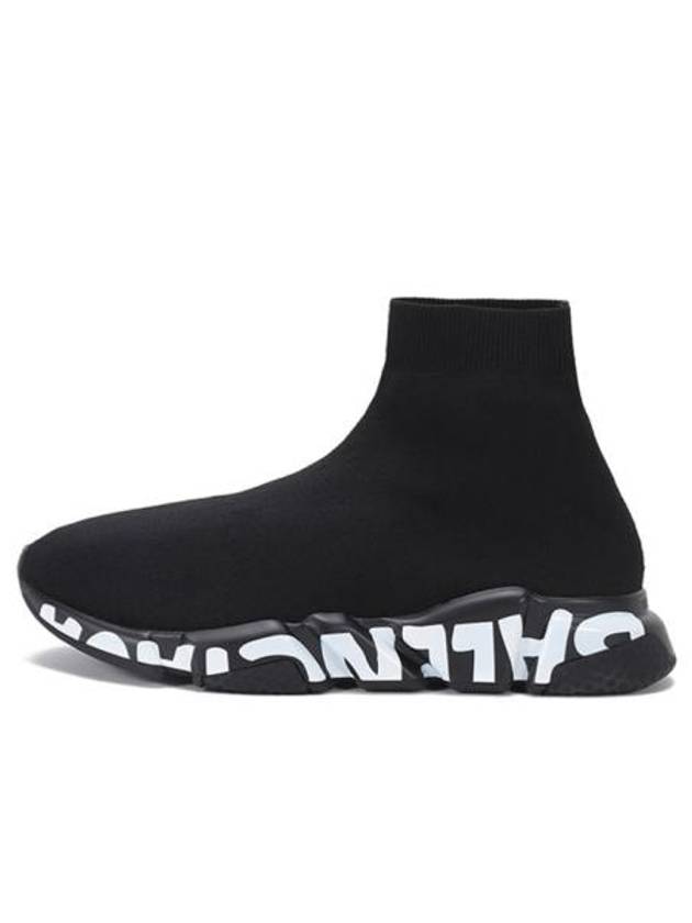 Luxury Balenciaga Speed Midsole Graffiti High Top Sneakers Black