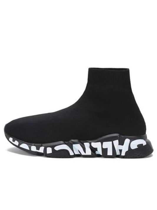Luxury Balenciaga Speed Midsole Graffiti High Top Sneakers Black