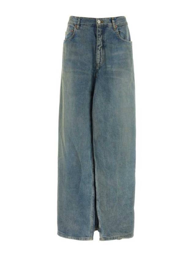 Luxury Balenciaga Mid Rise Wide Jeans Blue