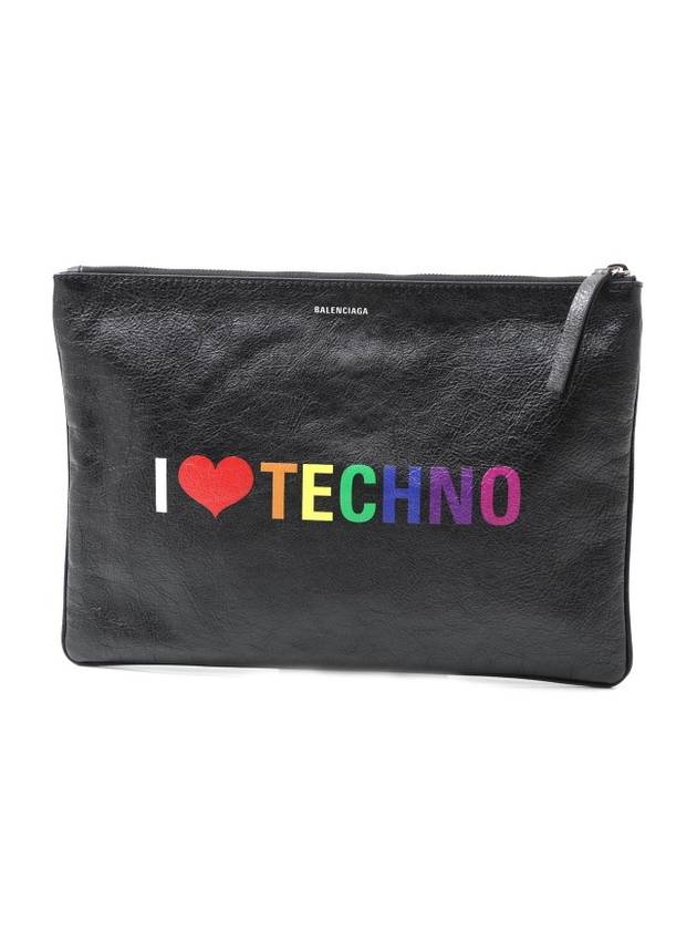 Luxury Balenciaga I Love Techno Clutch Bag Black