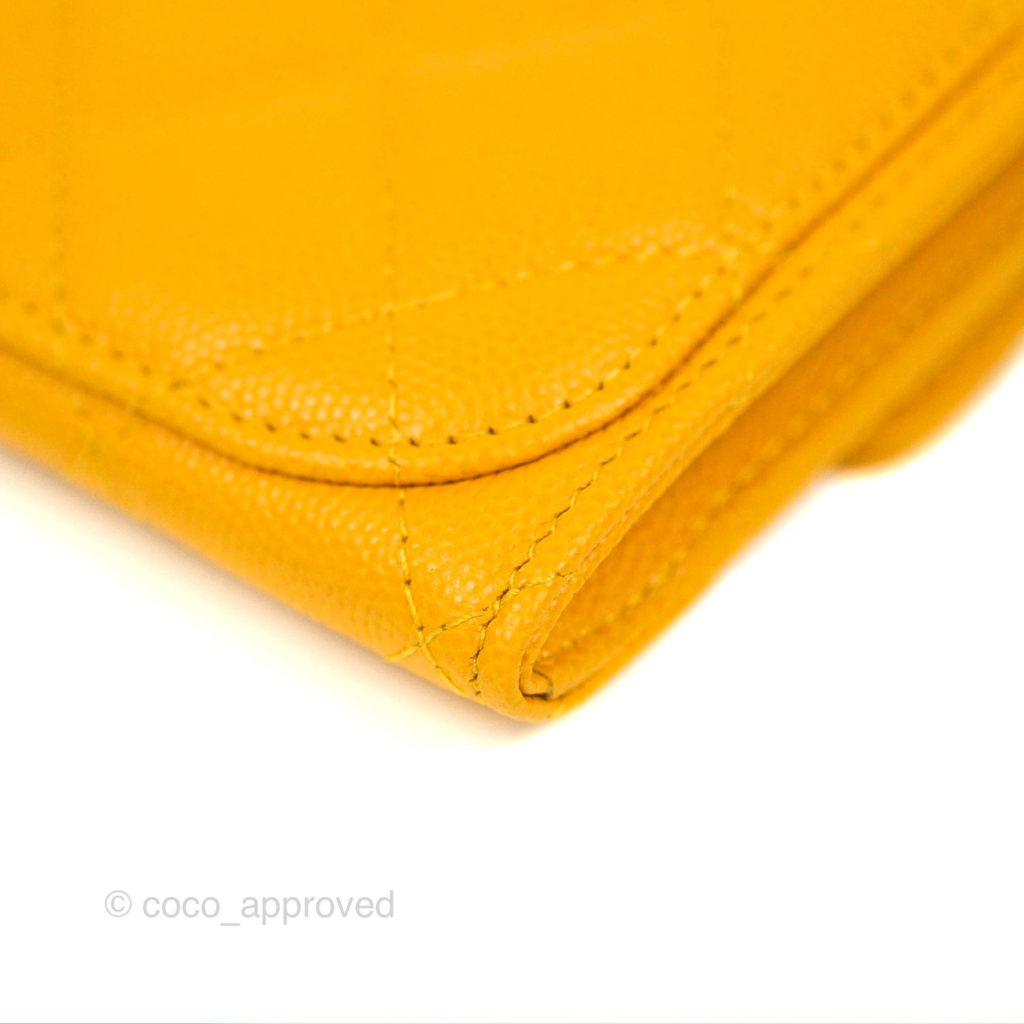 Chanel Classic Flap Coin Purse Yellow Caviar Gold Hardware