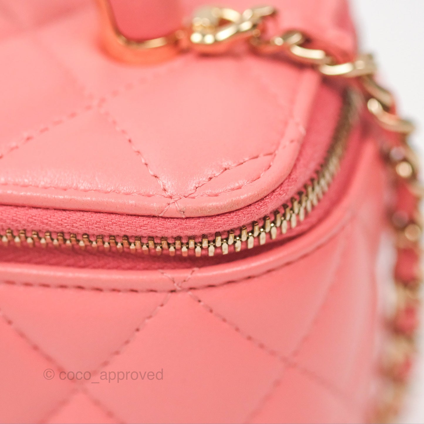 Chanel Vanity Rectangular Top Handle Pink Lambskin Gold Hardware