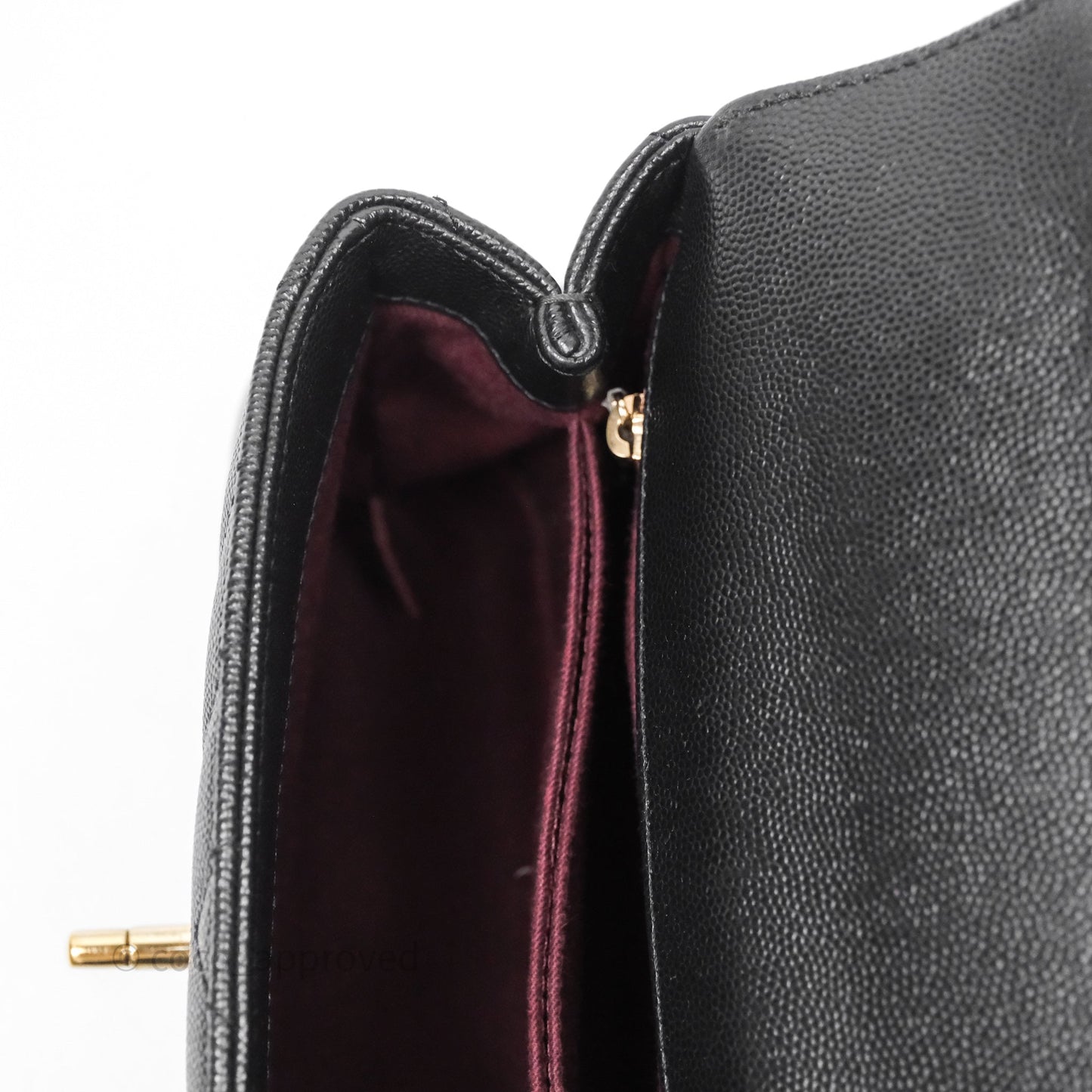 Chanel Small Coco Handle Chevron Black Caviar Gold Hardware Lizard Handle