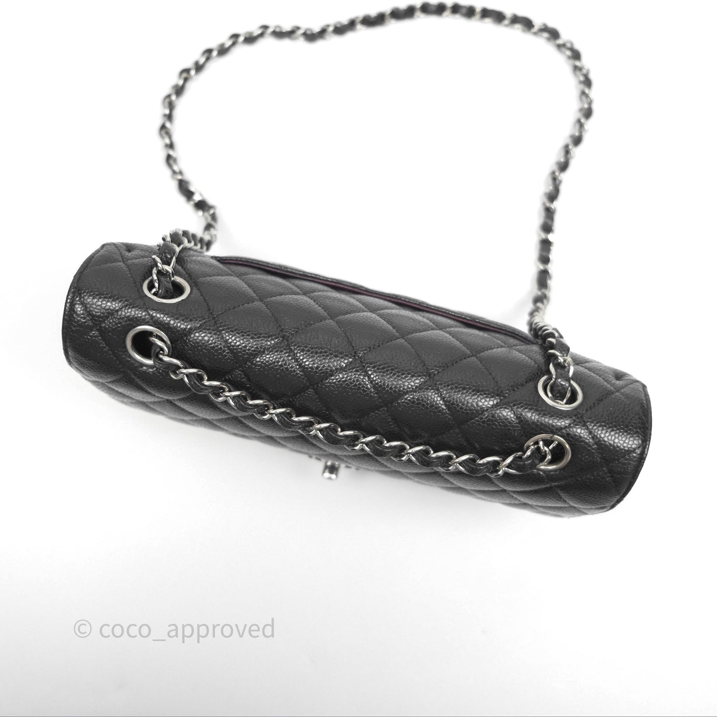 Chanel Classic M/L Medium Flap Quilted Black Caviar Silver Hardware