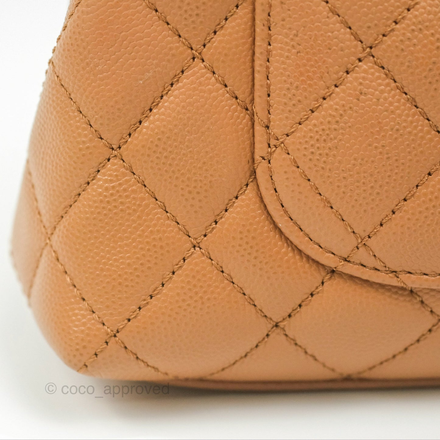 Chanel Mini Coco Handle Dark Beige Caviar Lizard Handle Gold Hardware