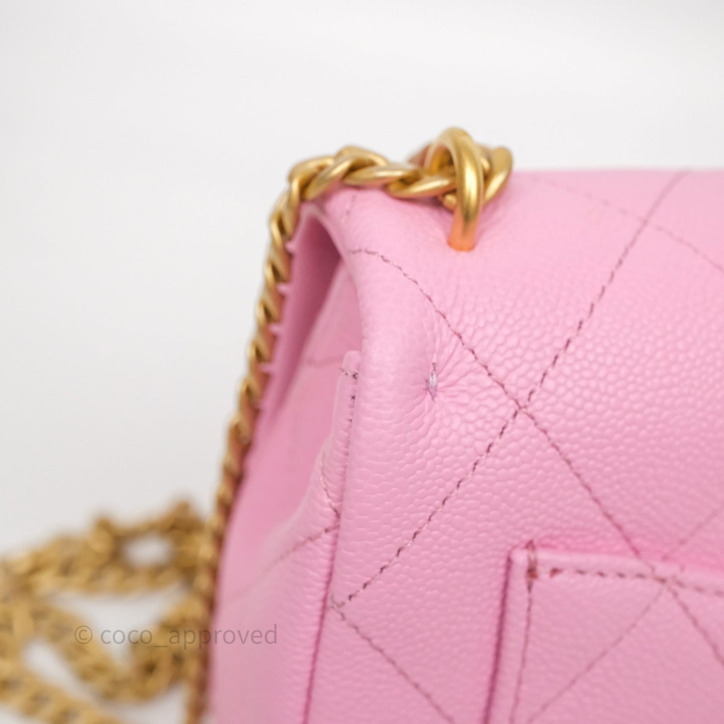 Chanel Heart Crush Mini Flap Bag Pink Caviar Aged Gold Hardware