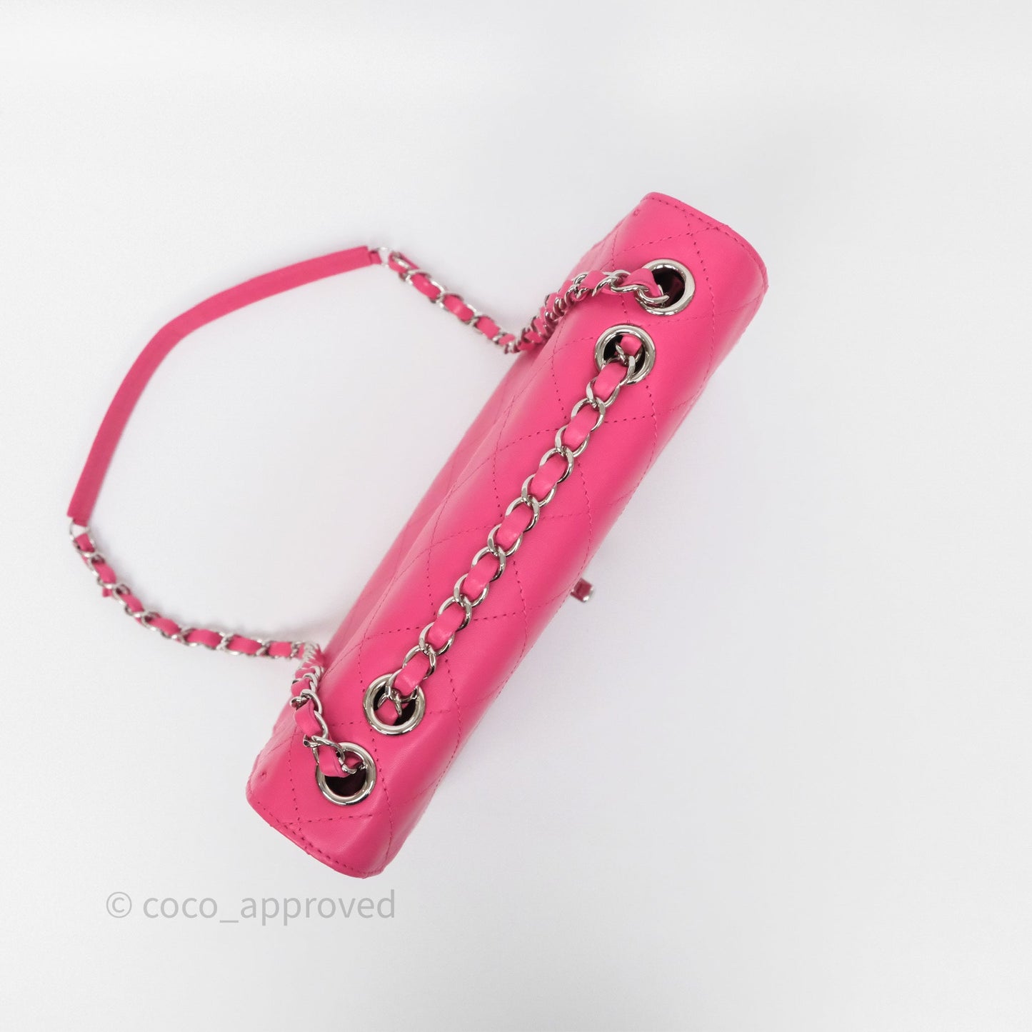 Chanel Stitched Double Flap Bag Pink Calfskin Silver Hardware