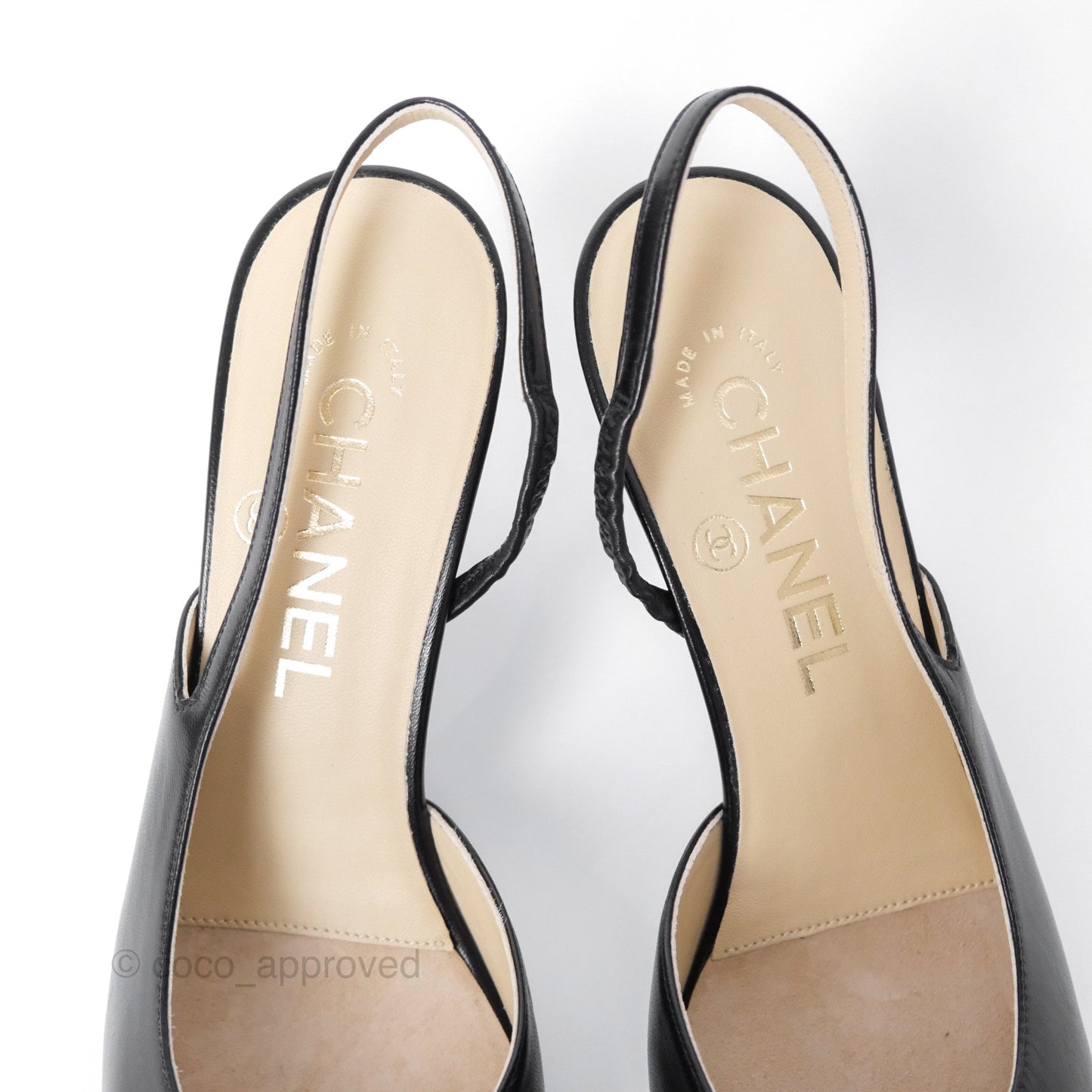 Chanel Toecap Slingback Heels Black Size 37