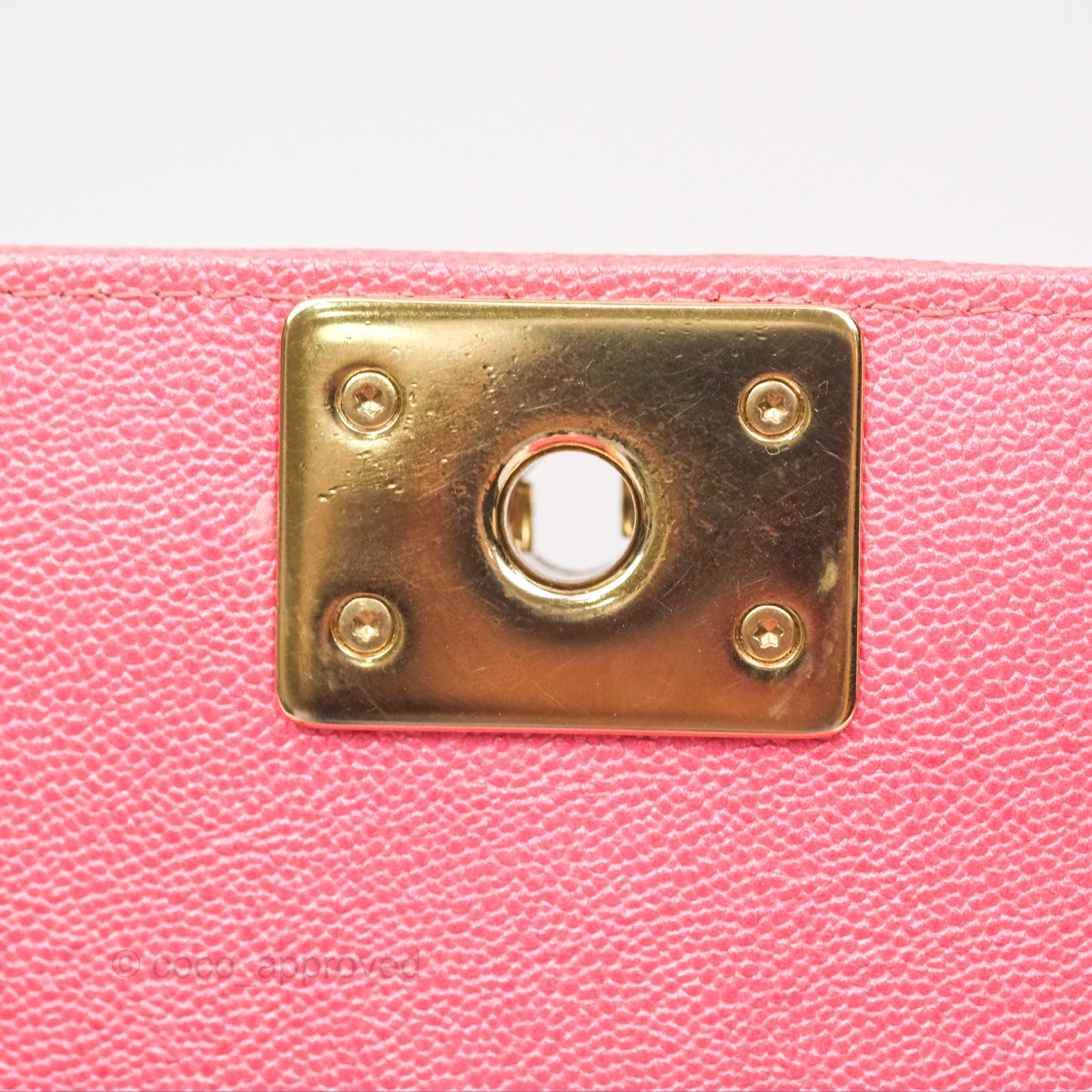 Chanel Quilted North South Boy Flap Iridescent Pink Caviar Gold Hardware