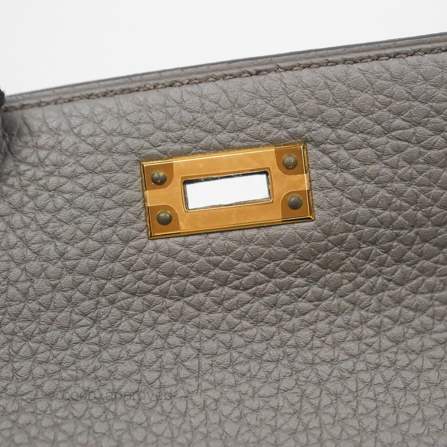 Hermès Kelly 25 Retourne Gris Etain 8F Togo Gold Hardware