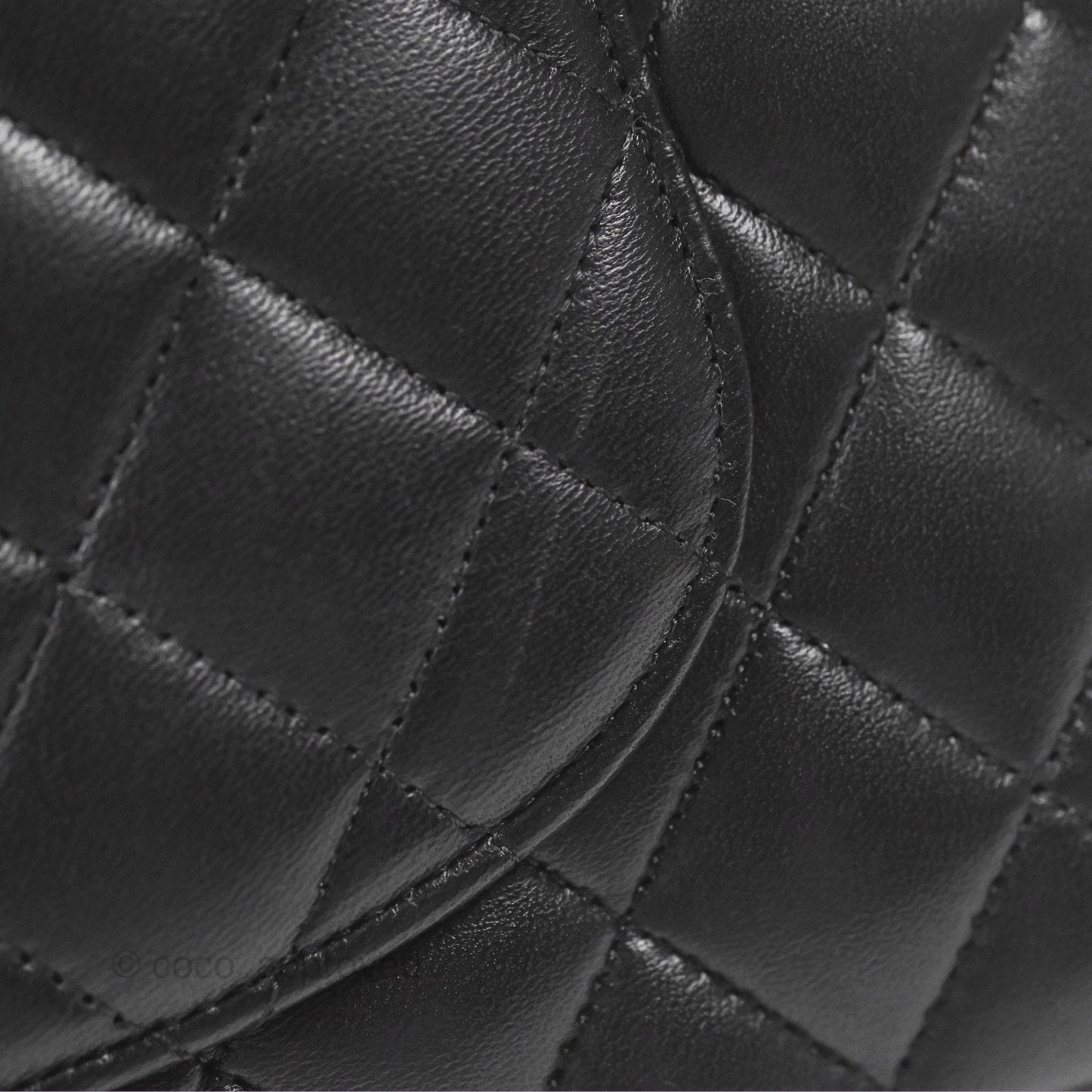 Chanel Classic M/L Medium Flap Quilted Black Lambskin Silver Hardware