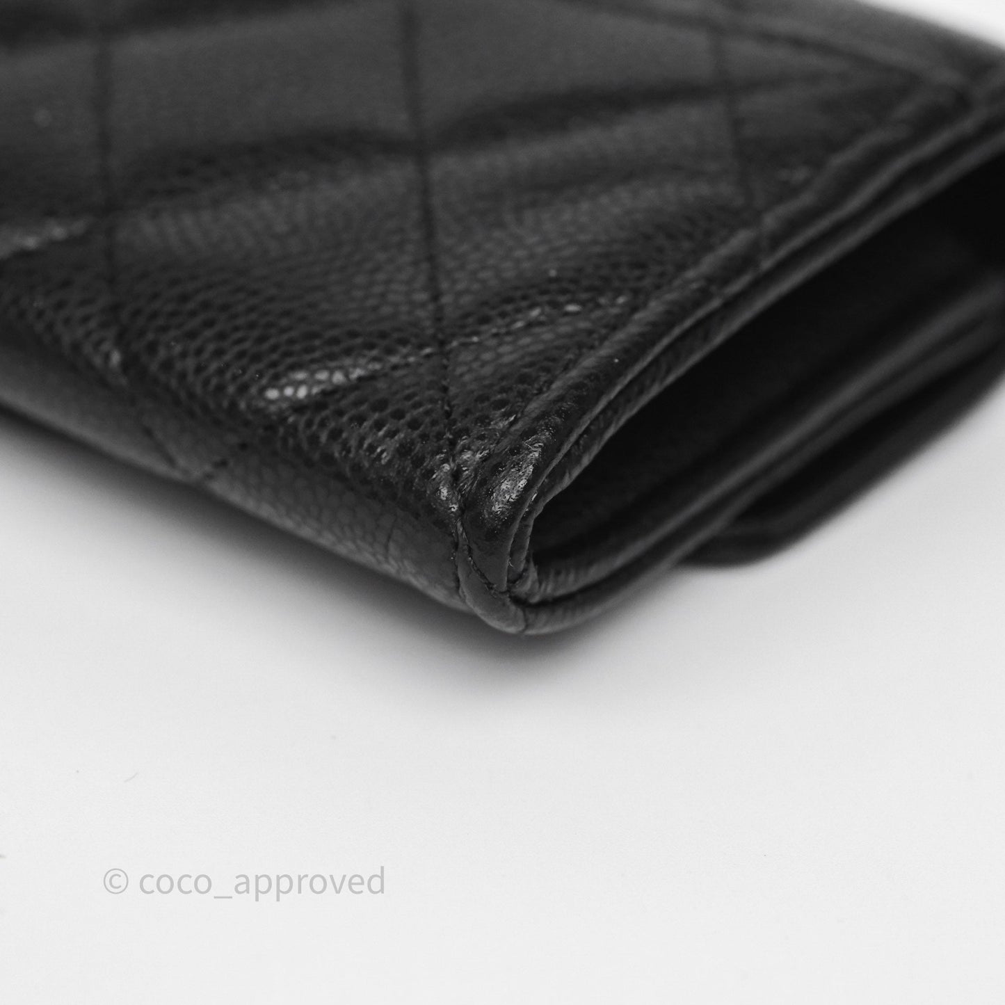 Chanel Flap Card Holder Quilted Black Caviar Gold Hardware 24A