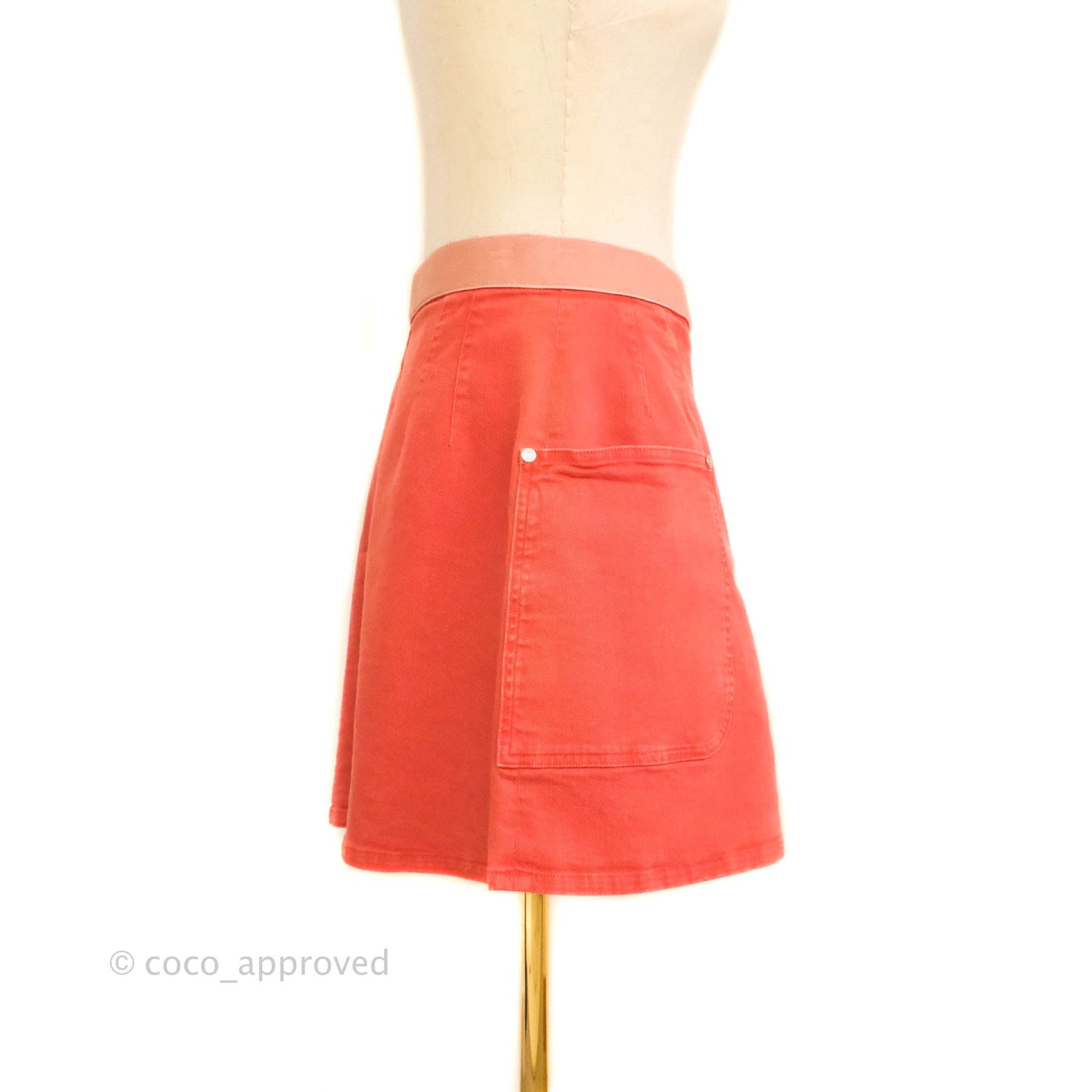 Chanel Denim Skirt Coral Size 40