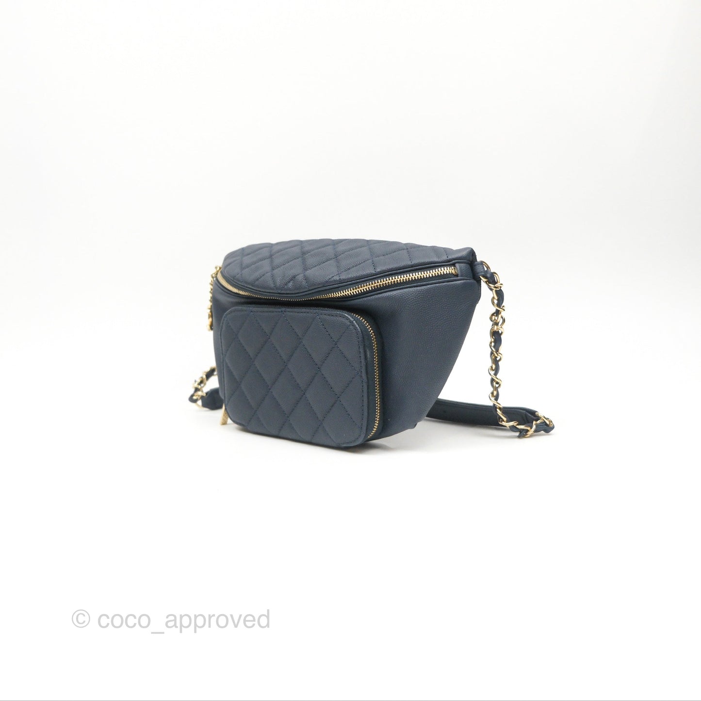 Chanel Business Affinity Waist Belt Bag Navy Caviar Gold Hardware