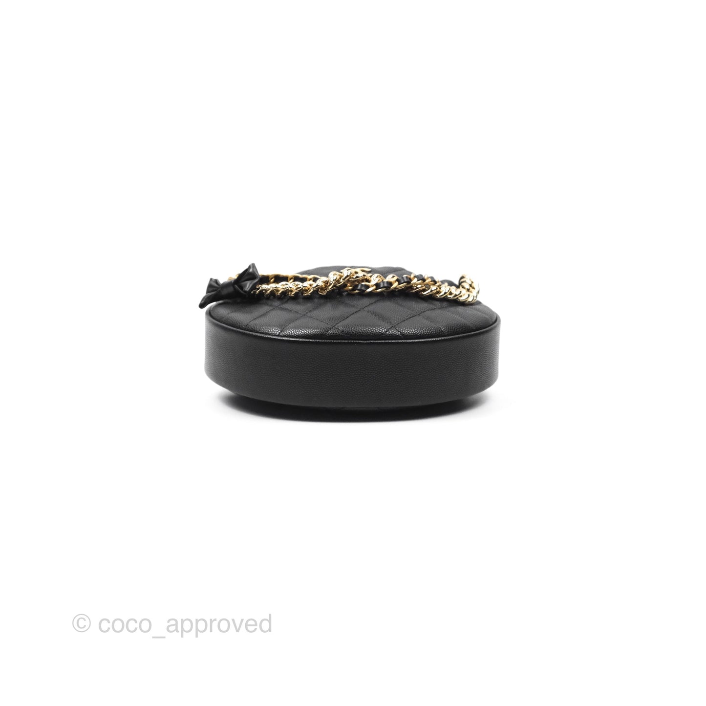 Chanel Bow Hobo Pouch Black Caviar Gold Hardware 24S