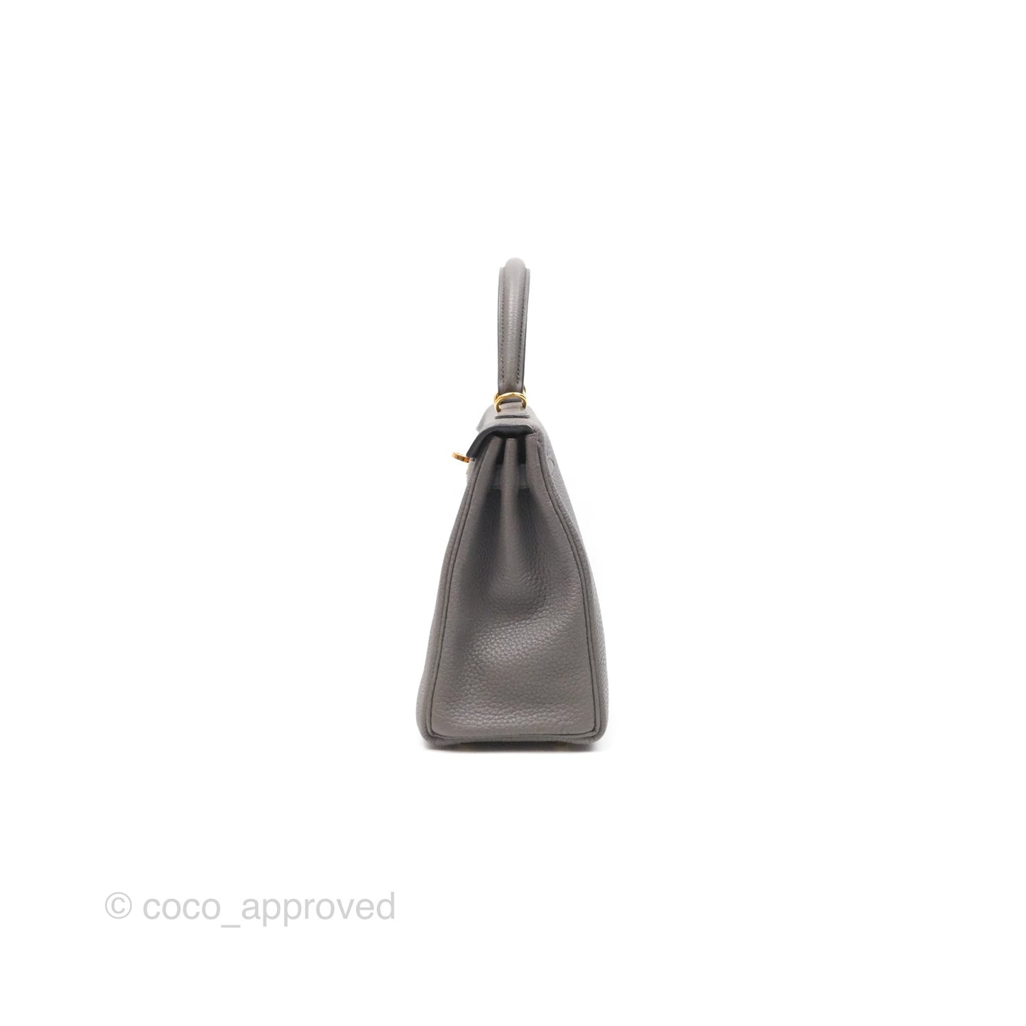 Hermès Retourne Kelly 25 Gris Etain 8F Togo Gold Hardware