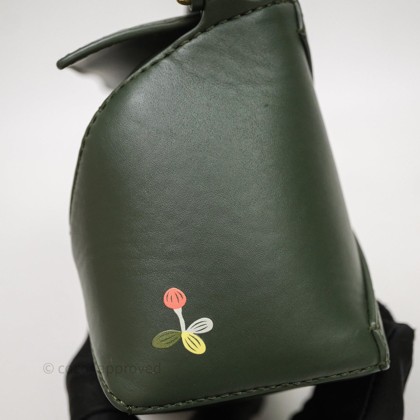 Loewe X SUNA FUJITA Mini Pandas Puzzle Bag Dark Green Calfskin Gold Hardware