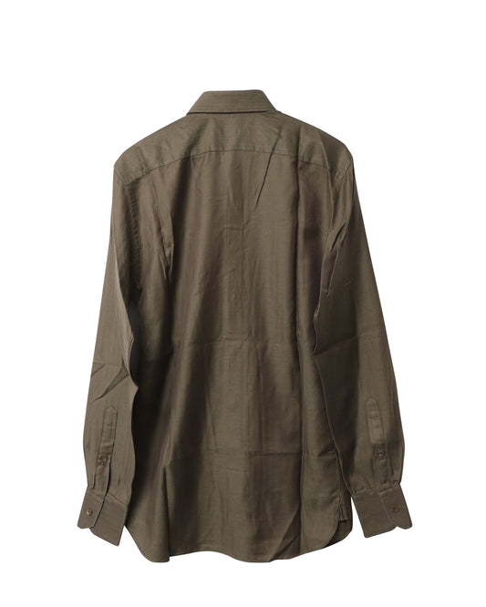 Luxury Gucci Trending 2025 Herringbone Button Down Shirt in Dark Brown Cotton