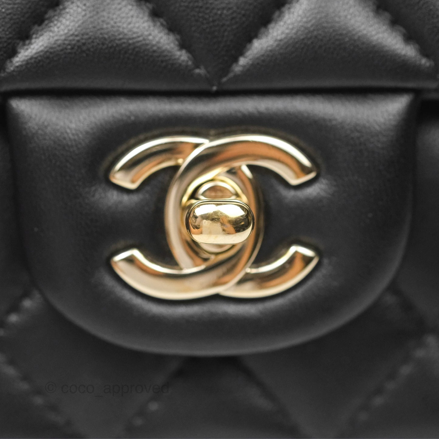 Chanel Top Handle Mini Rectangular Flap Bag Black Lambskin Gold Hardware