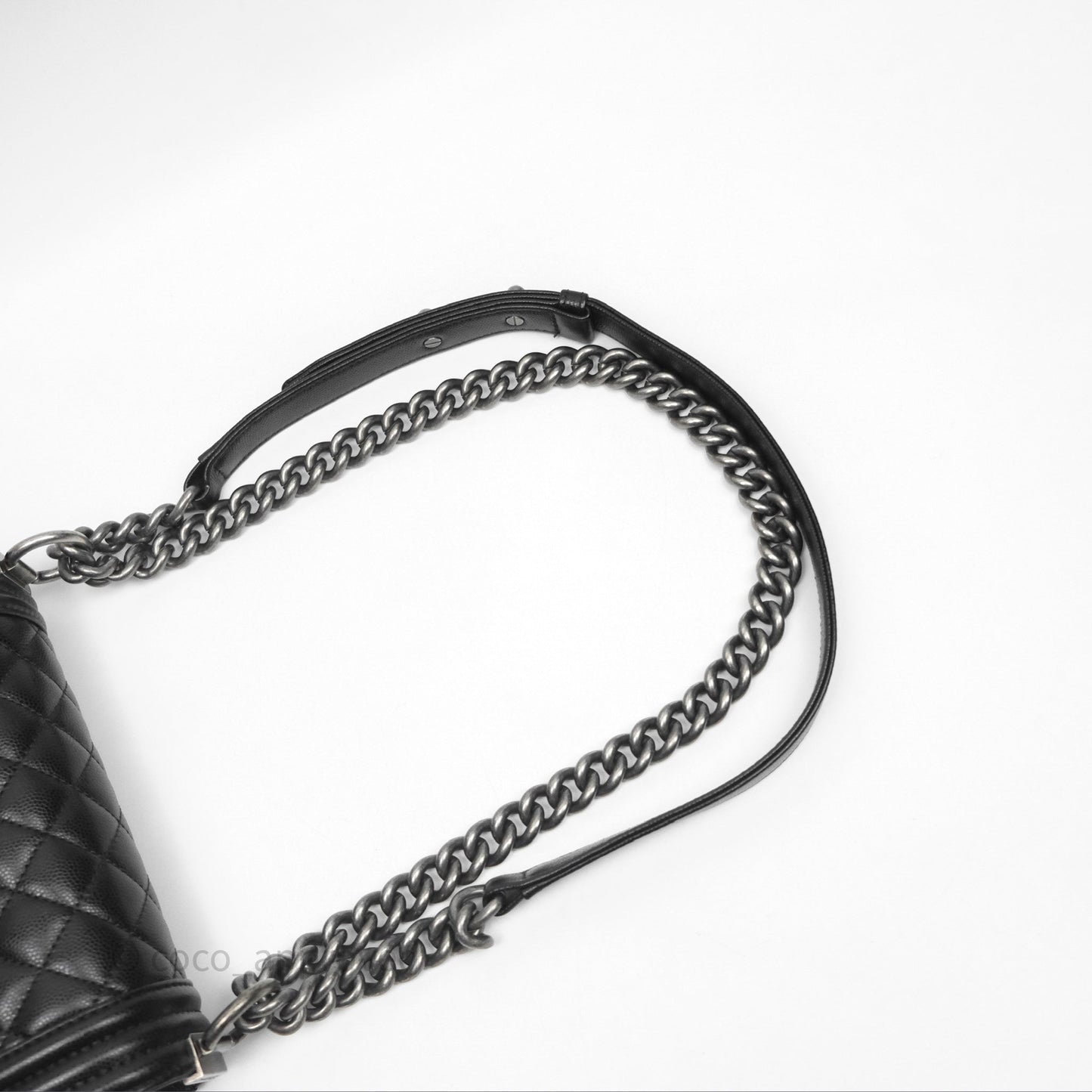 Chanel Small Boy Black Caviar Ruthenium Hardware