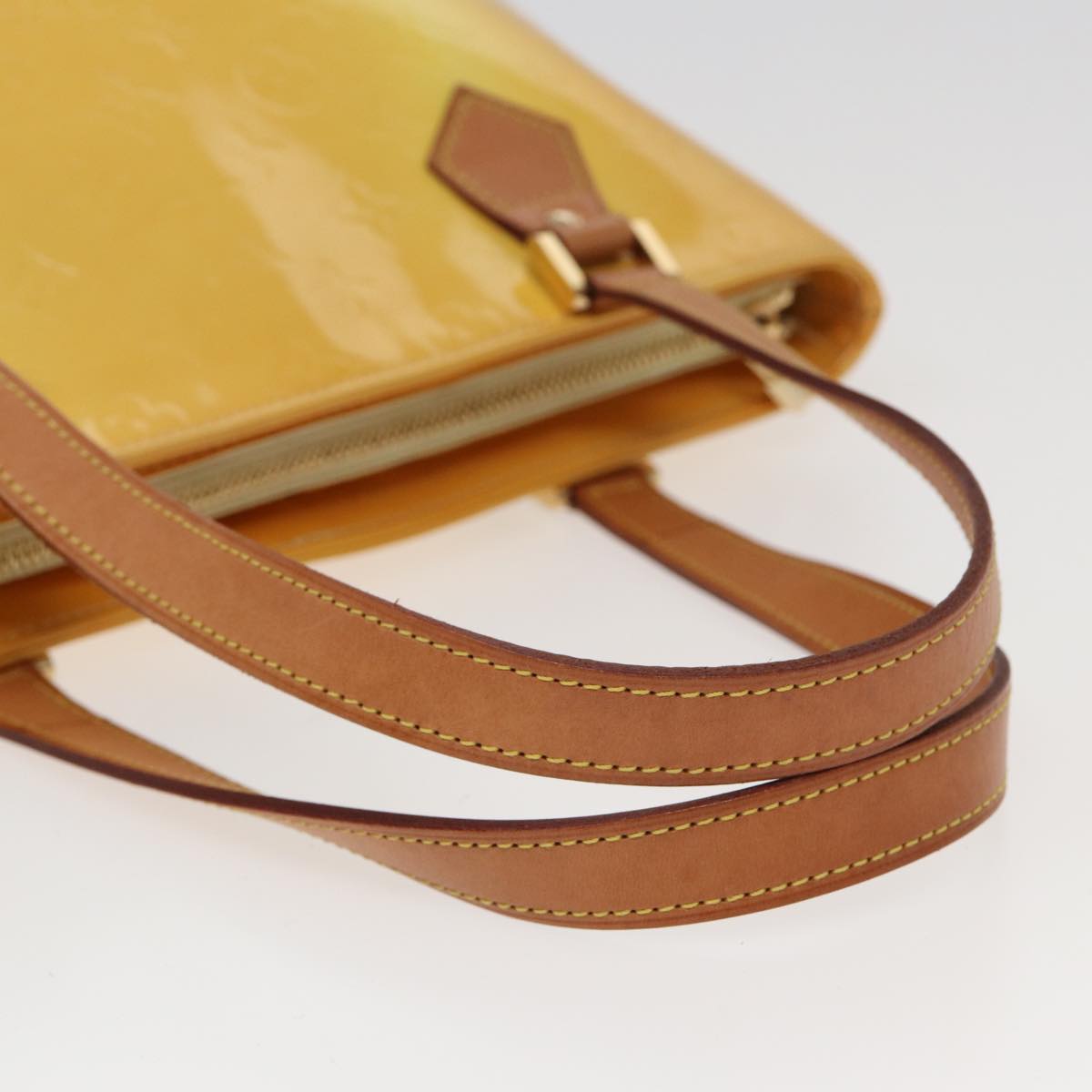 LOUIS VUITTON Monogram Vernis Houston Hand Bag Lime Yellow M91055 LV 83222