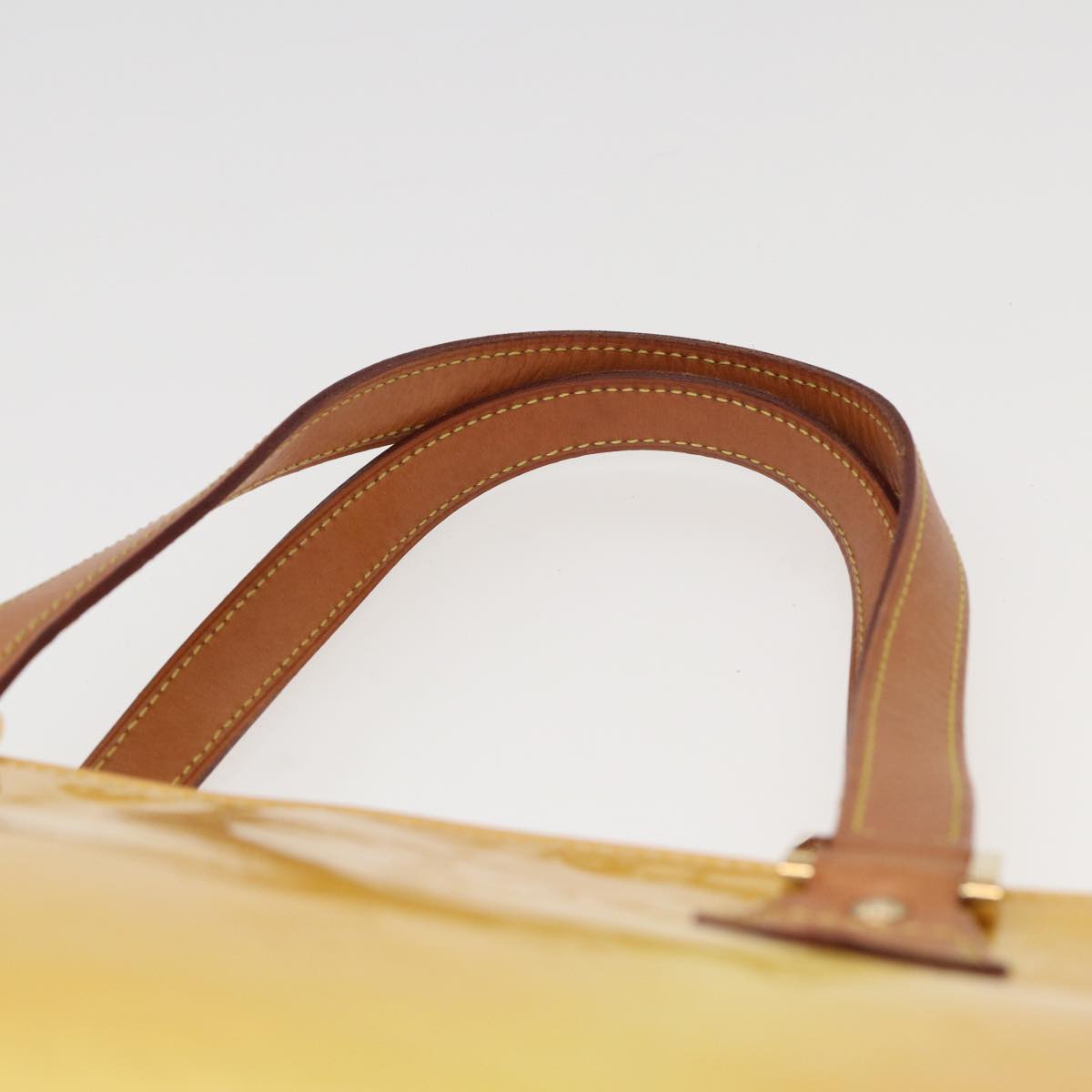LOUIS VUITTON Monogram Vernis Houston Hand Bag Lime Yellow M91055 LV 83222