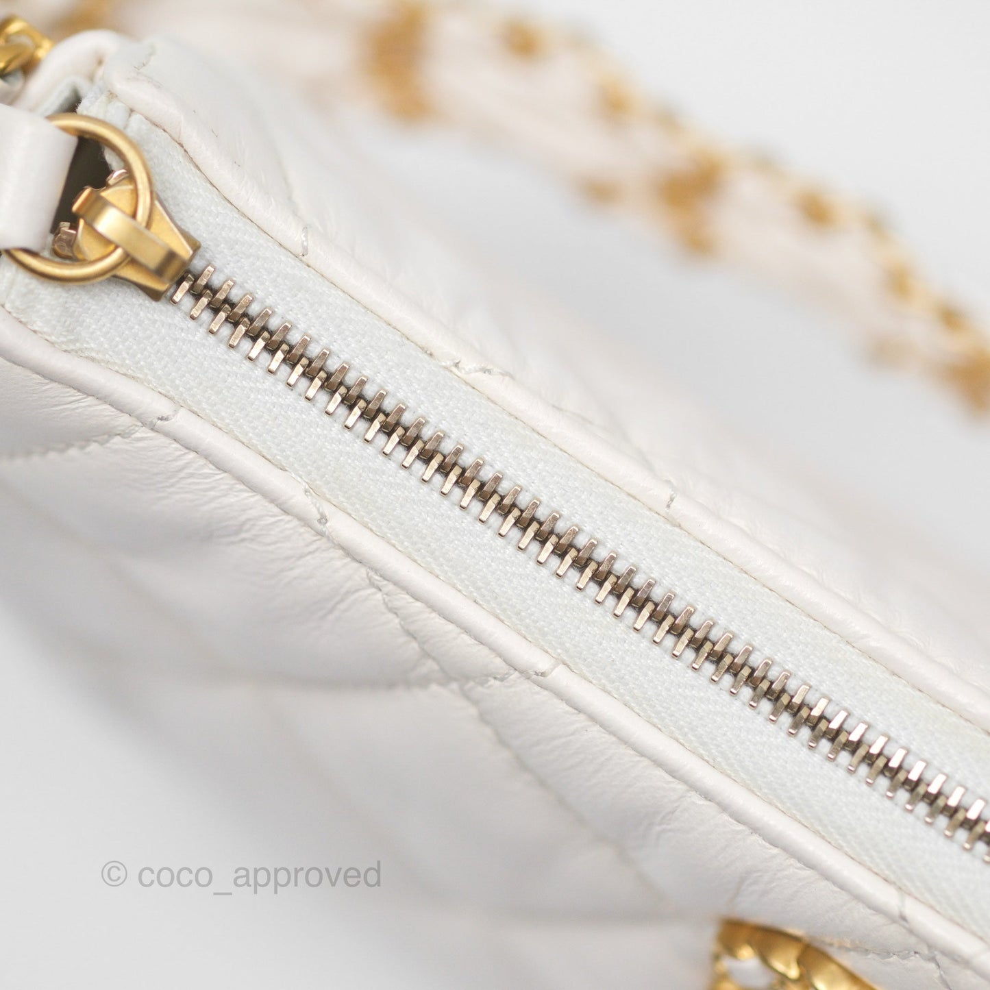 Chanel Hobo Bag White Aged Calfskin Aged Gold Hardware