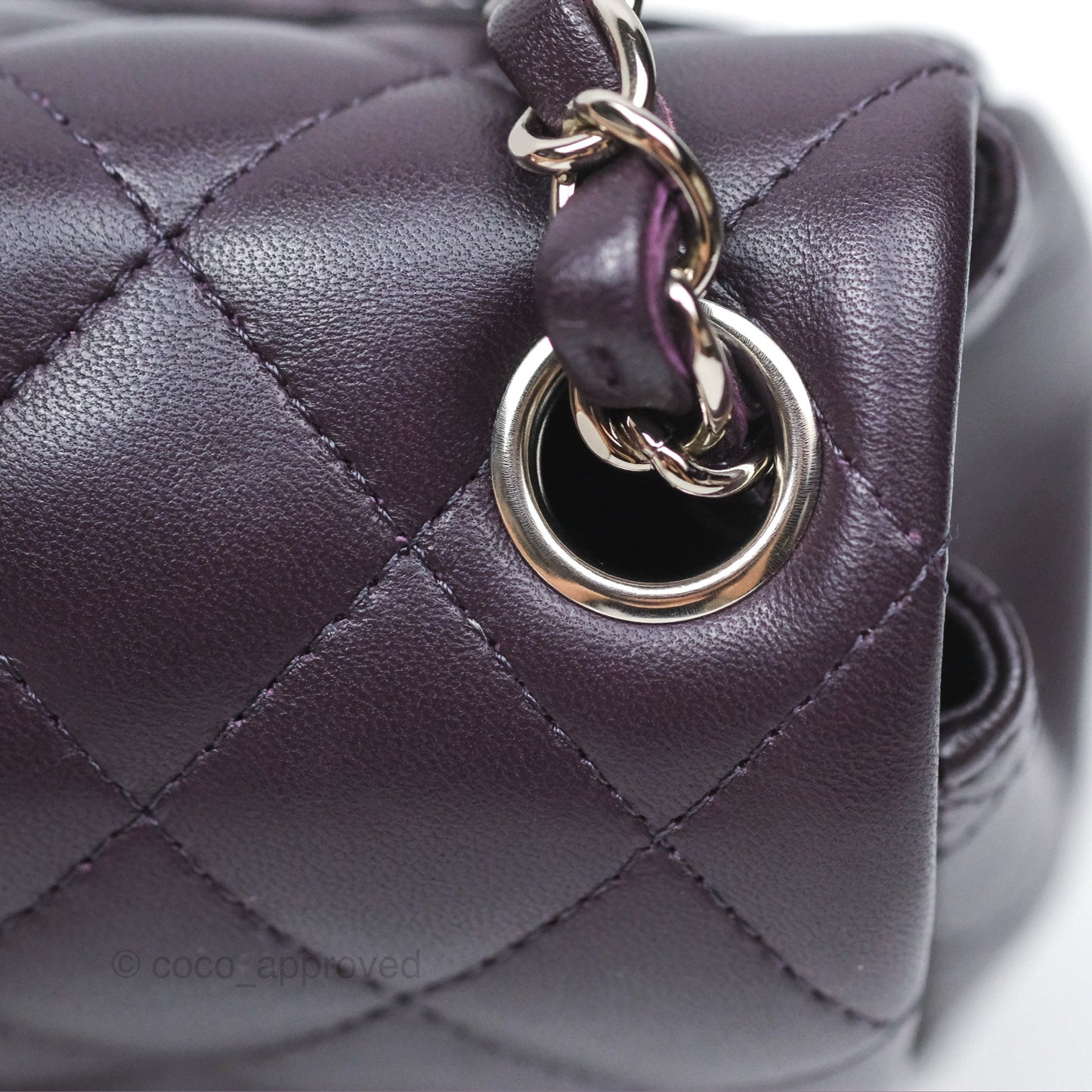 Chanel Quilted Mini Square Dark Purple Lambskin Silver Hardware