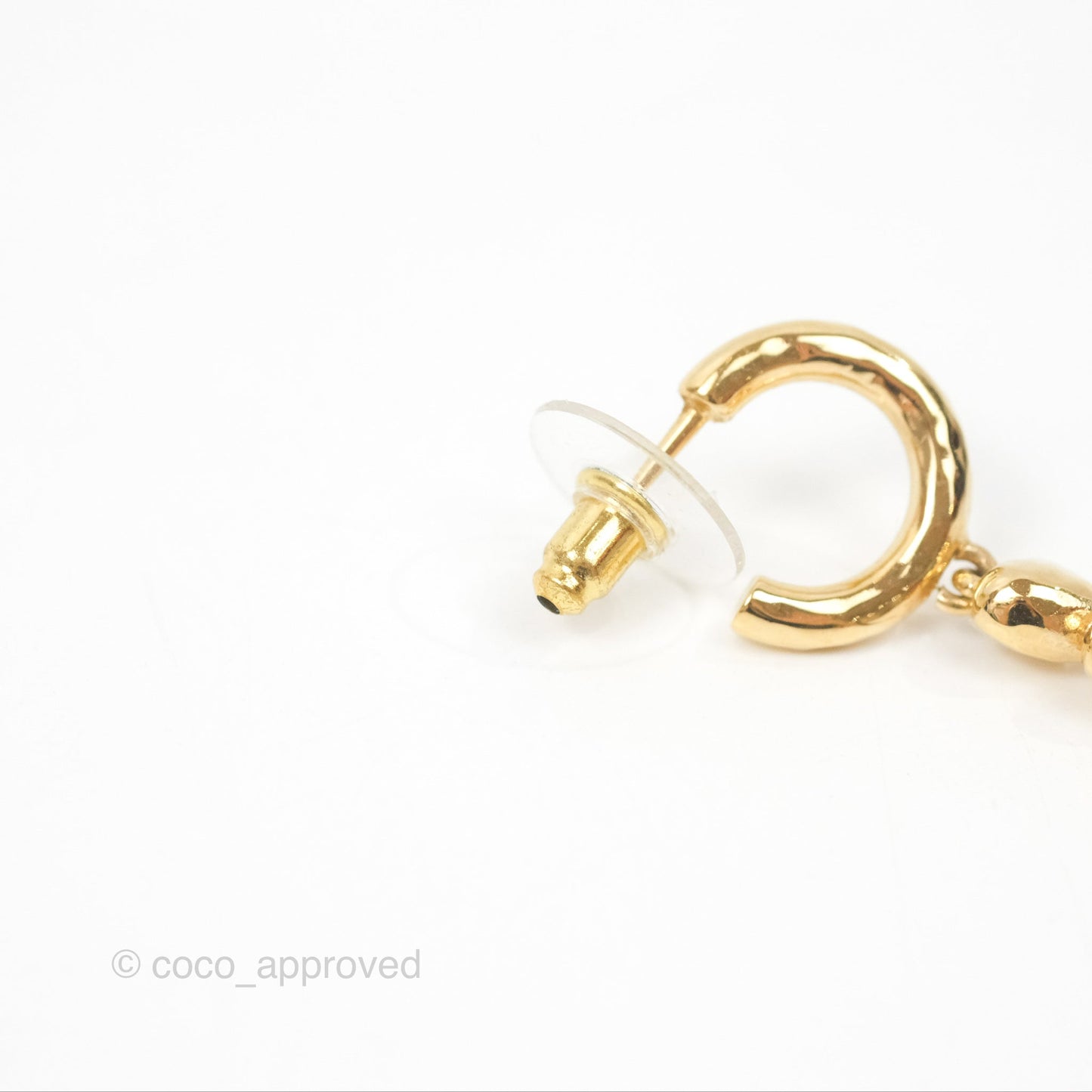 Chanel Crystal CC Heart Drop Earrings Gold Tone 23P
