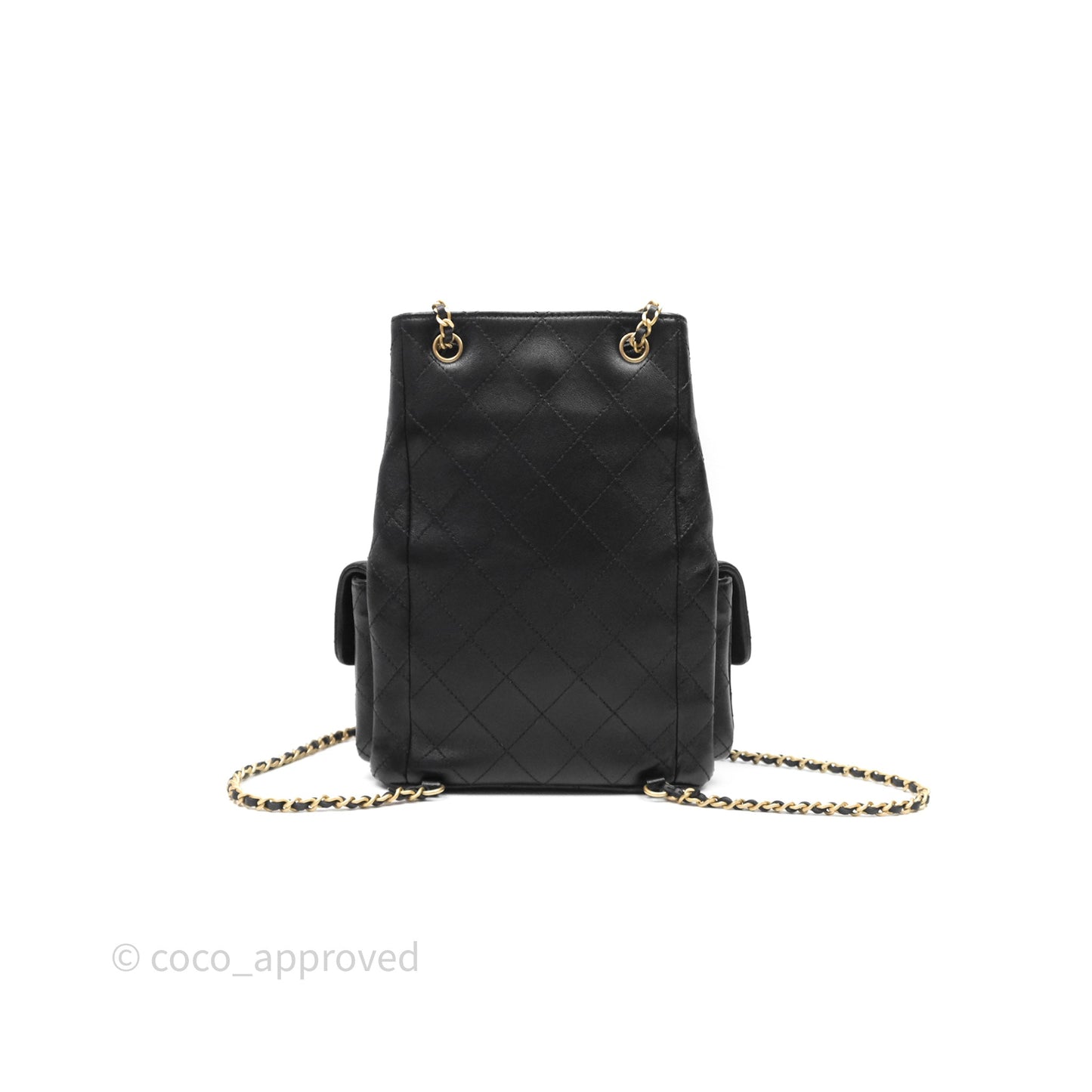 Chanel Double Pocket Black Lambskin Gold Hardware
