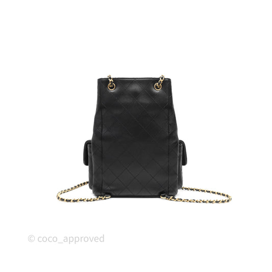 Chanel Double Pocket Black Lambskin Gold Hardware