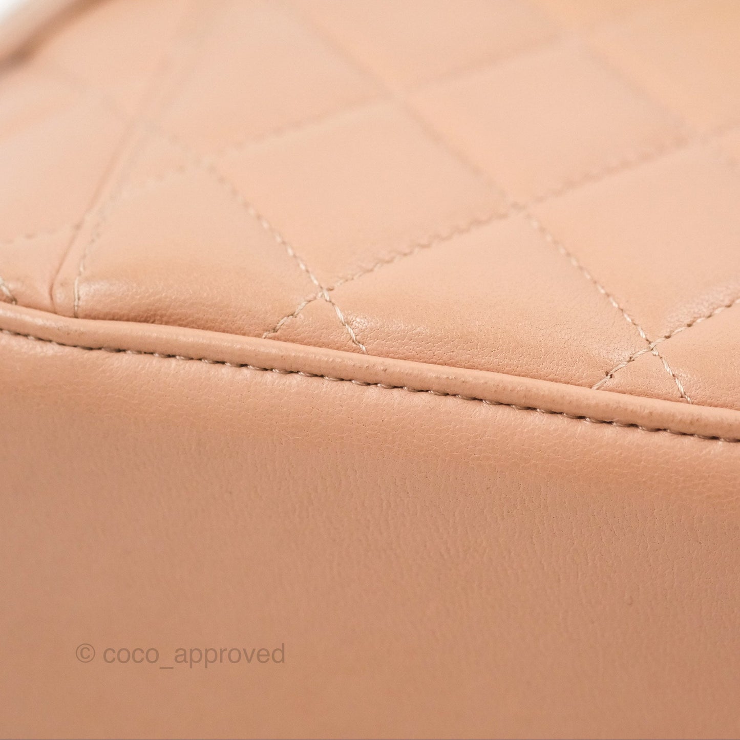 Chanel Vanity Rectangular Top Handle Beige Lambskin Aged Gold Hardware