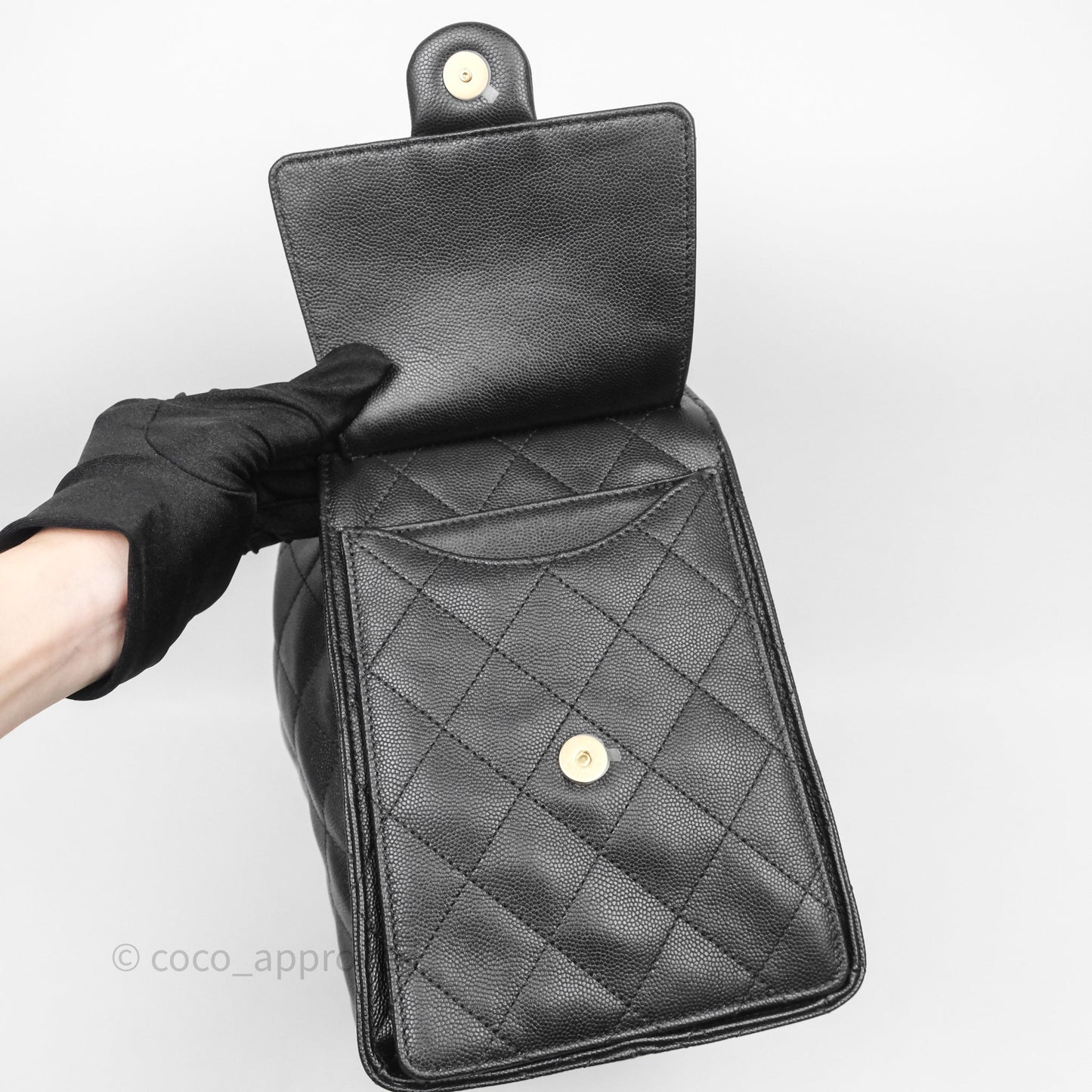 Chanel 25 Medium Black Caviar Aged Gold Hardware