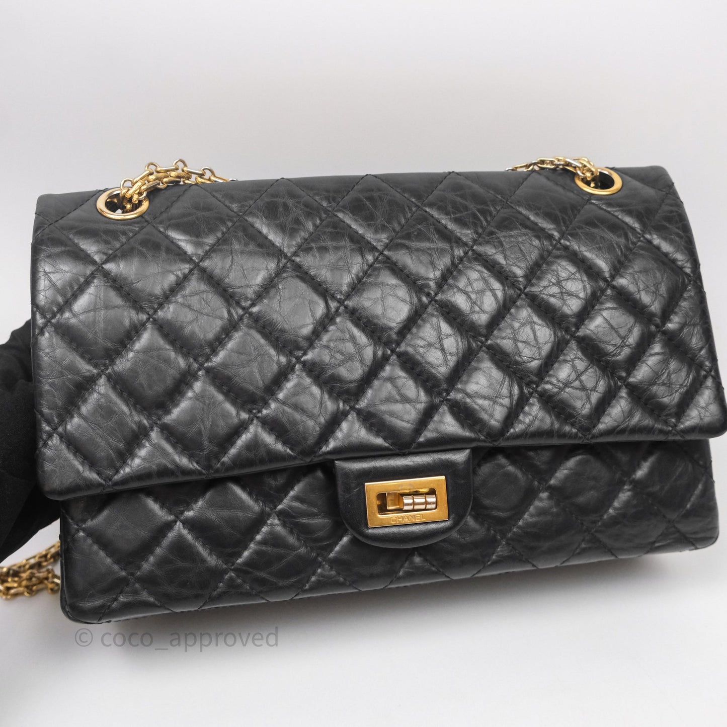 Chanel Quilted 2.55 Reissue 226 Flap Bag Black Aged Calfskin Gold Hardware