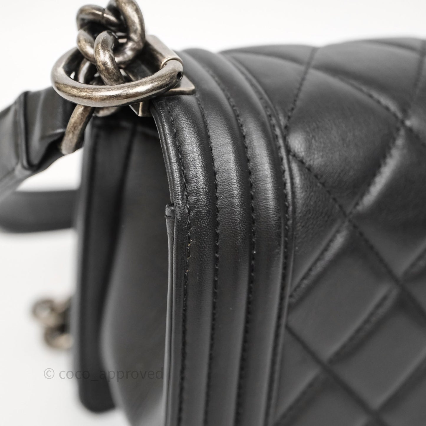 Chanel Quilted Medium Boy Black Lambskin Ruthenium Hardware