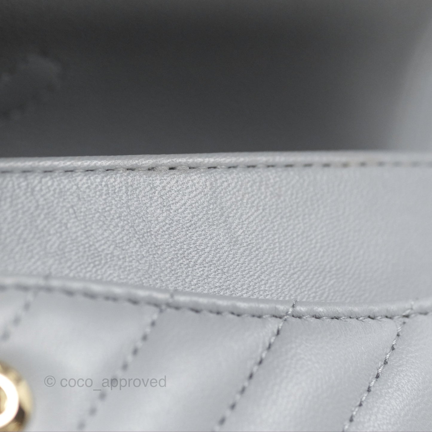 Chanel Small Classic Chevron Flap Grey Lambskin Gold Hardware