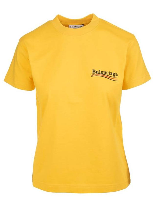 Luxury Balenciaga Wave Logo Slim Fit Short Sleeve T-Shirt Yellow